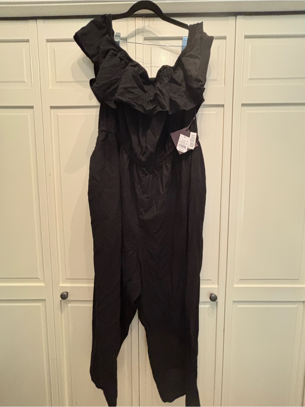 Ava & Viv Black Ruffled Off-Shoulder Jumpsuit